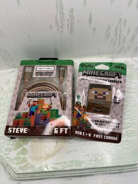 Mojang 810135813044 Minecraft Usb C A Fast Charge Wall Charger Steve 20w/18w Cord New