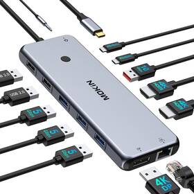 Dk3915 Mokin Usb C Docking Station Laptop Hub Dual Monitor Multiport Adapter Dock Dongle U