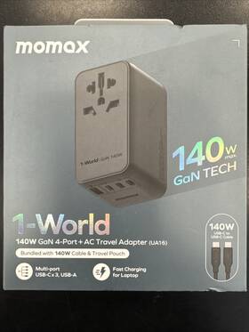 Momax 894222074668 1-world 140w Universal Travel Adapter Gan Technology Eu/uk/aus/us/jp
