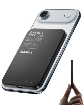 Momax Tl-ip116ad-ca Magnetic Wireless Power Bank 5000mah Ultra-slim 0.3 Inch Magsafe-compatible Port