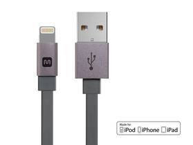 112955 Monoprice Cabernet Series Apple Mfi Certified Flat Lightning Charge/sync Cable 3ft Gray