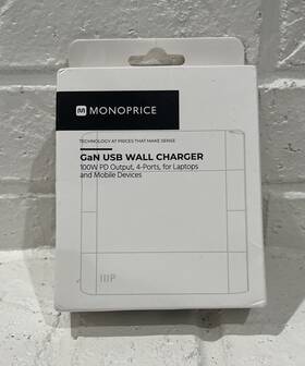141986 Monoprice Usb-c Charger 100 Watts 4-port Pd Gan Technology Foldable Wall