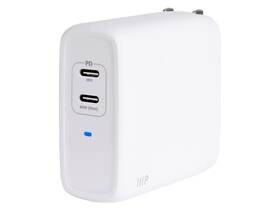 141988 Monoprice Usb-c Charger 68w 2-port Pd Gan Technology Foldable Wall White
