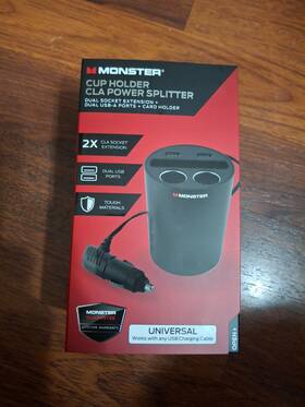 Monster 812350212619 Cup Holder Cla Power Splitter