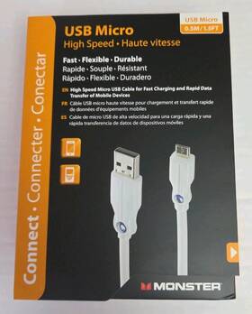 133200-00 Monster High Cable Performance Micro Usb - Speed 1.5ft White Connect