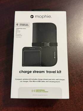 Mophie 254218185473 Charge Stream Travel Kit Universal Qi Wireless Charger With Adapter
