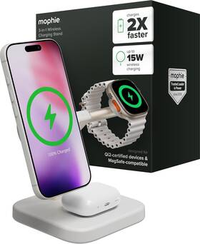 401319764 Mophie New 3-in-1 Wireless Charging Stand Qi2 Magsafe Iphone Airpods Watch