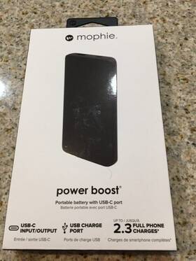 Mophie 840056149472 Power Boost Universal 10000 Mah Bank - Black Brand New