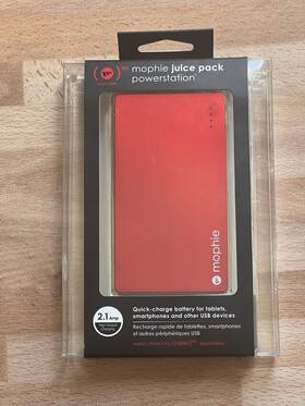 Jpu-pwrstion-2-red Mophie Juice Pack Powerstation 2.1 Amp 4000mah Usb Battery For Iphone/ipod Red