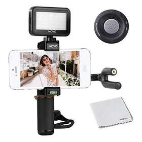 Movo 817711021251 Smartphone Video Kit V5 With Grip Rig Mini Microphone Led Light And Wire