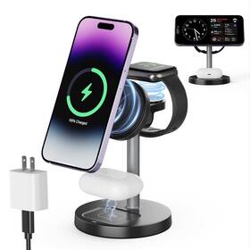 Moyac 797457942006 3 In 1 Wireless Charging Station Compatible With Magsafe 15w Fast M