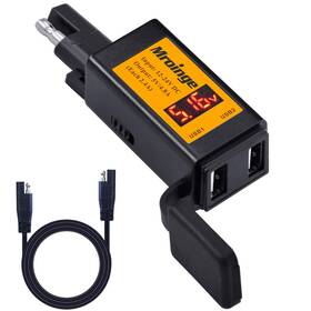 Mroinge Msb048 Motorcycle Usb Charger 4.8a Sae To Adapter With Voltmeter And Ammeter Qui