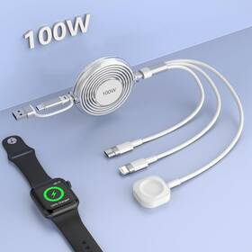 Hdk193-nk Mtakya 100w Multi Charging Cable Retractable Charger 4ft For Iphone 15 Type C Watch