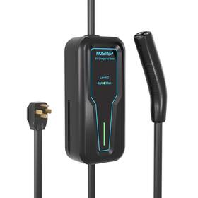 Tesla02 Mustop Ev40a Portable Level 2 Ev Charger For Tesla 40a Nacs Car With 240v 25ft E