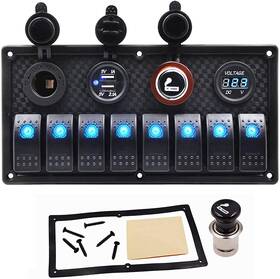 My 724873726491 8 Gang Car Marine Boat Circuit Rv Led Rocker Switch Panel Blue