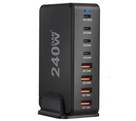 Fe-usb-458 My Cable Mart 8 Port Usb Amp High 240 Watt Usb-a/usb-c Pd/qc Power Center