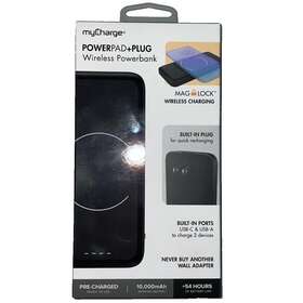 82144469 Mycharge Power Pad Plug 10000 Mah/12w Wireless Charger Dual Usb-c And Usb-a