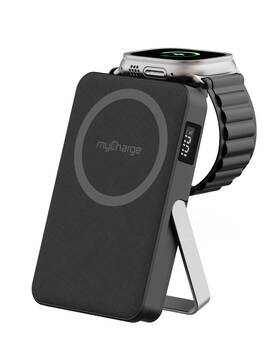 Mycharge 847843009360 Cliqluxe Wireless Qi2 Iwatch Charging Built-in Stand Black