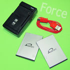 N9100 2x Zte Battery Charger Usa Cable Sync External Extra Acesoft Force Usb