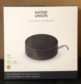 Native Union 846654018646 2017 Slate Eclipse Charger 3-port Usb Cable Management New Sealed