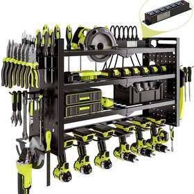 Tr005 Nattydot Power Tool Organizer Wall Mount With Charging Station 4 Layer 6 Slot Cordless