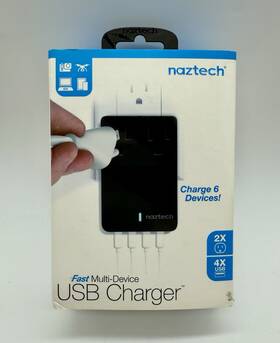 Naztech 633755145957 Fast Multi-device Usb Charger 2 Ac Outlets 4 High Speed 2.0 Ports 6a