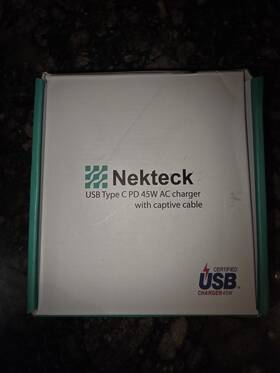 Nekteck 606024835576 Usb Type C Pd 45w Ac Charger With Captive Cable 6ft Ft. Usb-c P/n S53a02