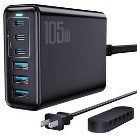 Zetx105w Nexwell 105w Usb C Fast Charger 6-port Desktop Gan Charging Station Hub Black