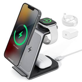 If-t6-g Nezart Wireless Cell Phone Charger Station 3 In 1 Magnetic Fast Do