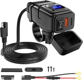 Nilight 840323910958 Motorcycle Usb Type C Port 12v Voltmeter Independent On Off Switch Sae I