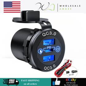 90201a Nilight Dual Usb Socket Pd Type C And Qc3.0 12v/24v Car Outlet