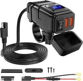 90321b Nilight Motorcycle Charger With 12v Voltmeter Usb