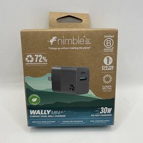 Nimble 850012302605 Wally Mini Compact Dual Wall Charger 30w Pd Fast Charging Usb-c New