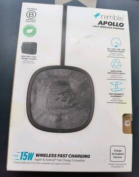 Nimble 850012302957 Apollo 15w Fast Wireless Charger Black Charging