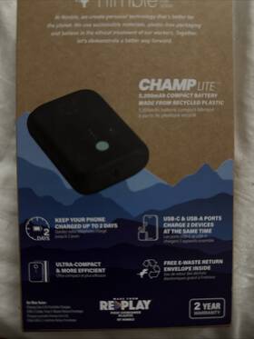 Nimble 850012302964 Champ Lite 5 200mah Compact Battery Pack - 15w Pd Fast Charging