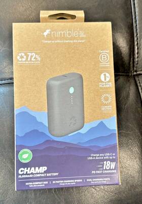 Nimble 883509072163 Champ 10 000mah Compact Battery 18w Pd Fast Charging Charcoal Brand New