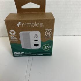 Nb-al-pd32w-1c1a-11551 Nimble Wally Duo 32w Dual-port Wall Charger - Polar White