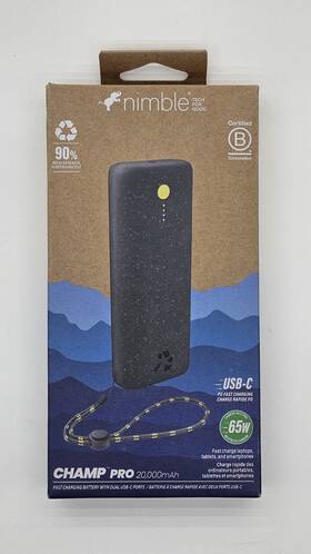 Nb-cpc-20k2c-11483 Nimble Champ Pro Portable Charger 20 000mah 65w Fast Charging Black