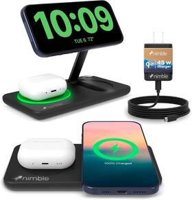 Nb-wp-2n1try Nimble Podium 2-in-1 Wireless Charging Station For Iphone And Airpods