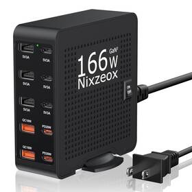 Qc18w Nixzeox Nch10 166w Gan 10-port Usb C Charging Station Pd20w Fast Wall Charge