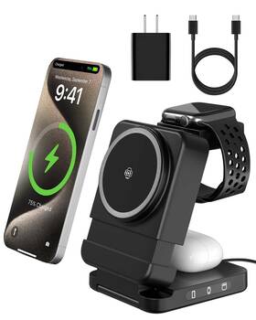 Noritaon 762849449029 3 In 1 Foldable Wireless Charger 15w Magnetic Stand For Iphone Sams