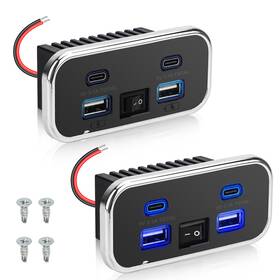 Nsioutlet 655887875557 2pcs Rv Usb Outlet Dual A And C Ports Car Charger Socket Panel Boat Marine