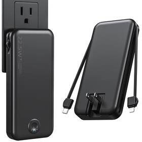Nusyddy 089966574886 Portable Charger With Built In Cable And Ac Wall Plug Usb C Power Bank 12000