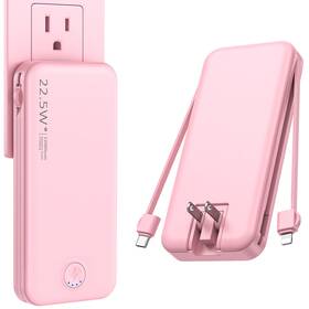 Ac-02 Nusyddy Portable Charger With Built In Cable And Ac Wall Plug Usb C Power Bank 12000