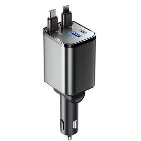 Objlgev 313056555555 Ultra-compact Retractable Car Charger 4-in-1 69w Fast Charging Adapter For Iphon