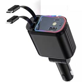 Objlgev 705353081132 66-watt Usb C Car Charger Adapter 4 In 1 Retractable Design With 2 Ports Fas