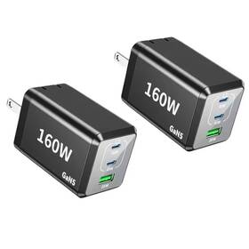 Objlgev 726084661264 2 Pack Usb C Fast Charger 160w Compact Foldable 3 Port Charging Station Hub Bric