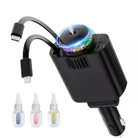 Objlgev 744759662286 5-in-1 Retractable Car Charger With Aromatherapy Starlight Fast Charging Usb C I