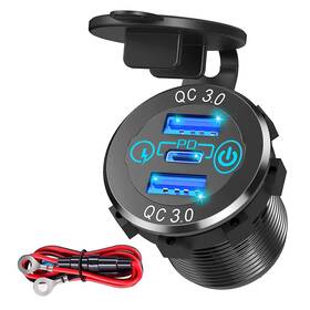 A17059b-y001824264fba Octoder Usb C Car Charger Socket 30w Pd Typec And Dual Qc 3.0 Port With Tou