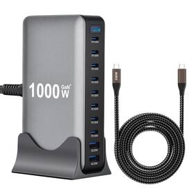 Ymx-1000w Ohlopl 1000w 10-port Gan 4 Desktop Charging Station With 240w 6.6 Ft Data Cable - Co